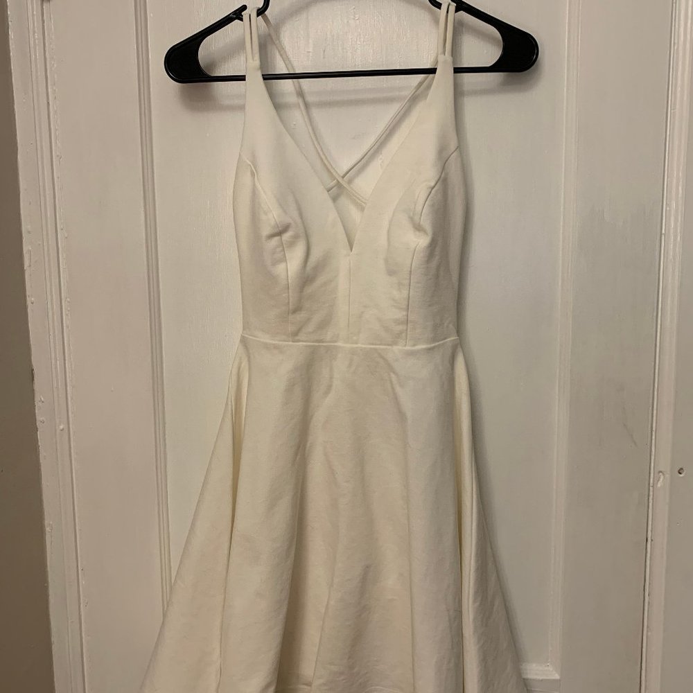 Lulu's Believe In Love White Backless Skater Dress